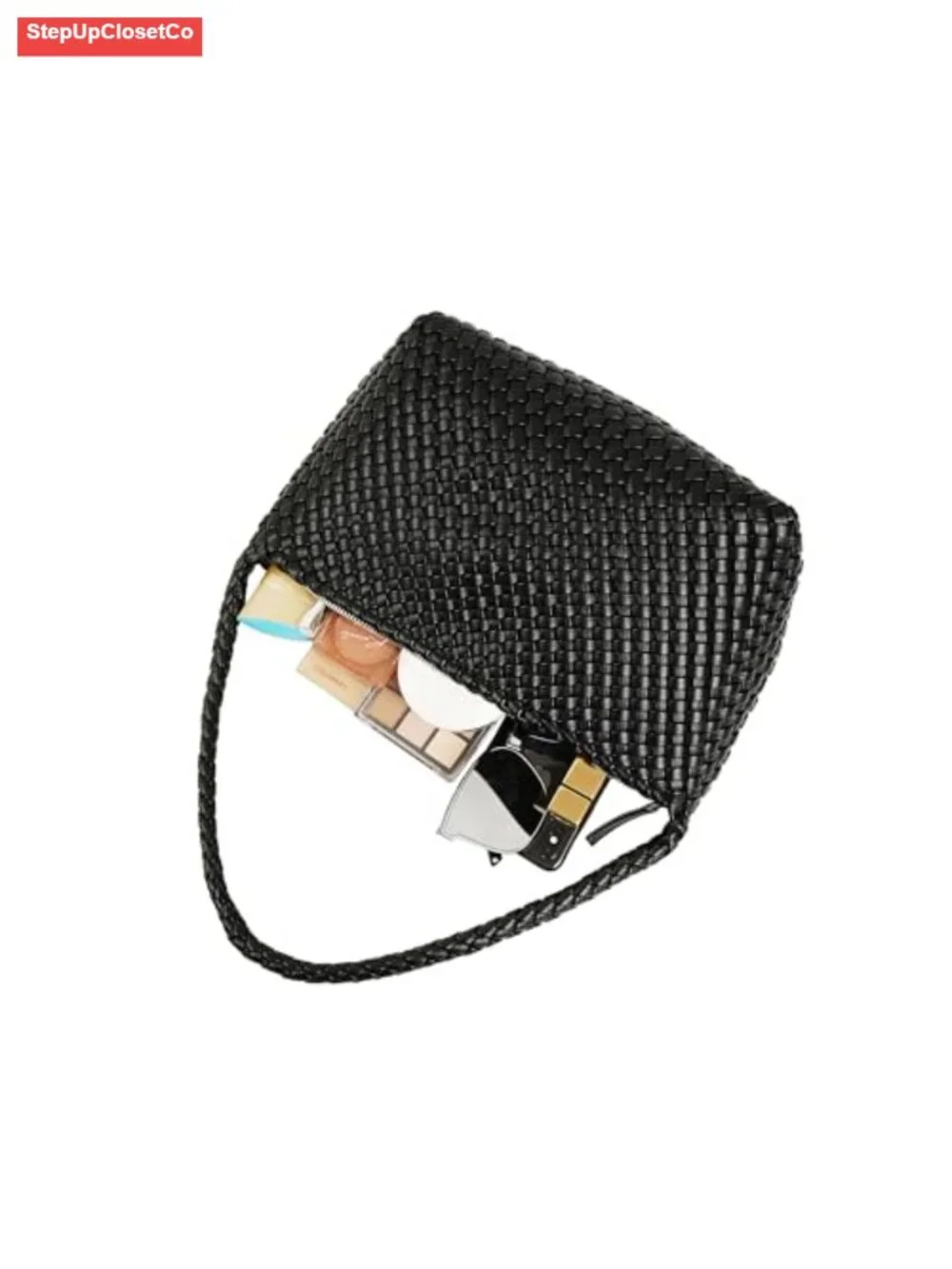Vegan Leather Woven Tote Bag Slouchy Hobo Purse for Women Shoulder Handbag